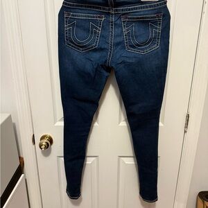 True Religion Blue Skinny Jeans with Contrast Stitching